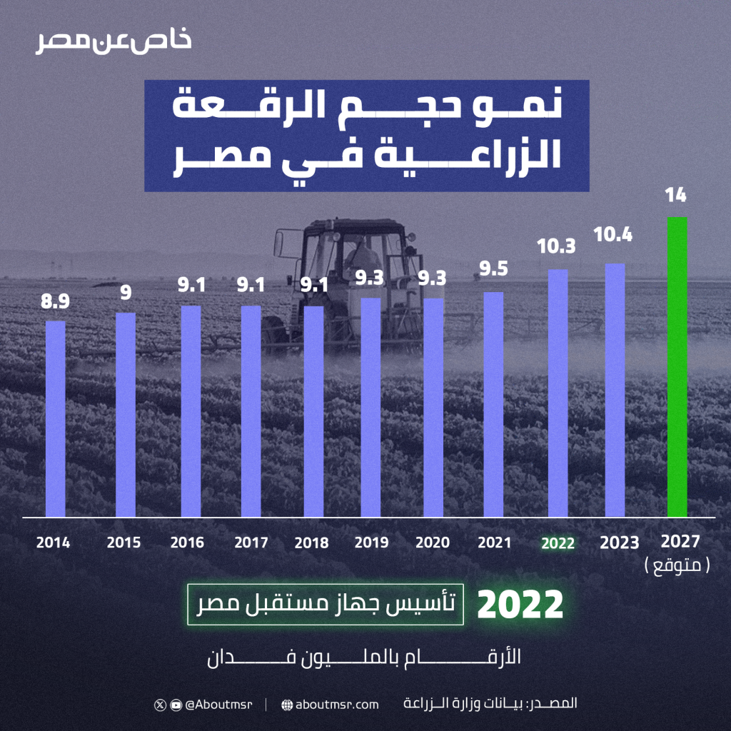 تطور حجم الرقعة الزراعية في مصر خلال 10 سنوات| إنفوجراف – صحيفة الخبر