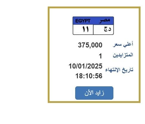 سعرها وصل 375 ألف جنيه.. خطوات التزايد على لوحة سيارة مميزة (رابط) – صحيفة الخبر