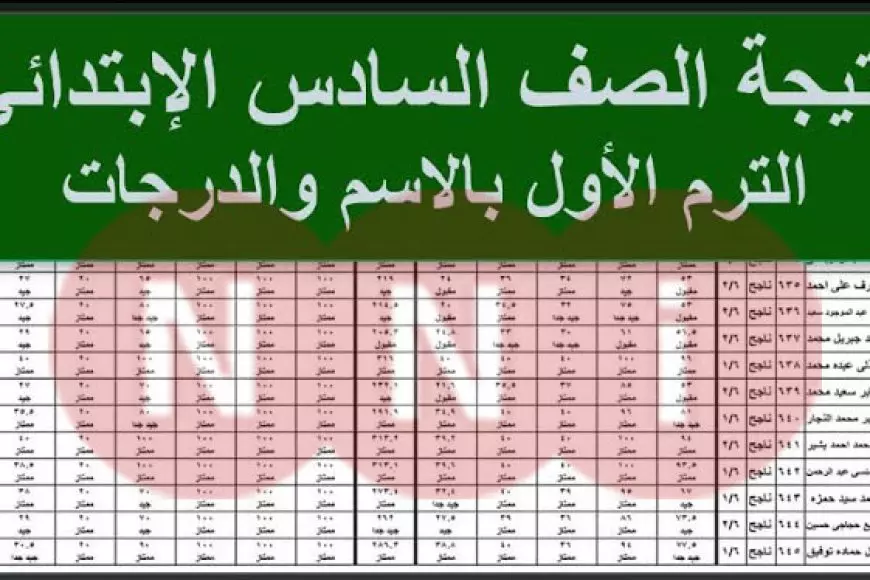 نتيجة الصف السادس الابتدائي بالاسم 2025 الترم الأول برقم الجلوس عبر بوابة التعليم الأساسي