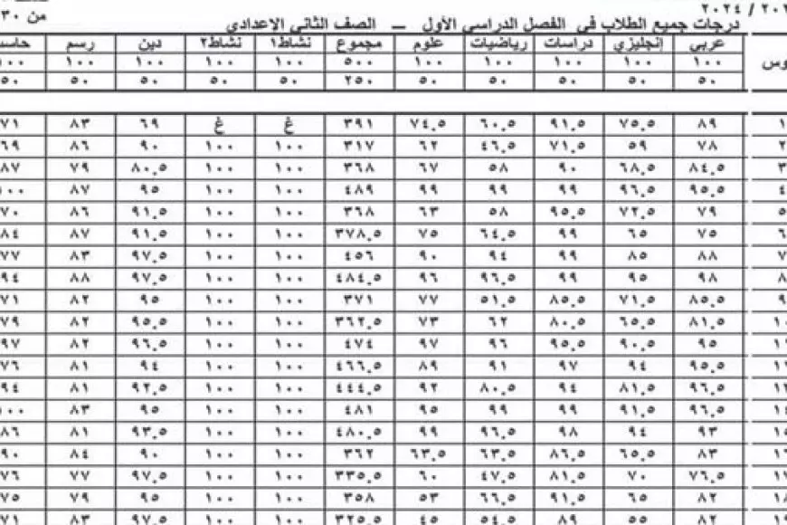 ظهرت برقم الجلوس.. نتيجة الصف الثاني الإعدادي 2025 الترم الأول