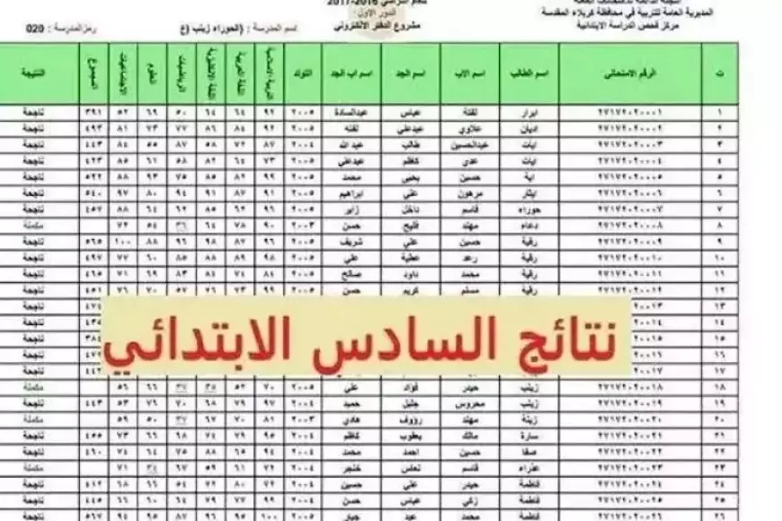 بالدرجات في كل المدارس.. نتيجة الصف السادس الابتدائي برقم الجلوس والاسم 2025 بوابة التعليم الاساسي